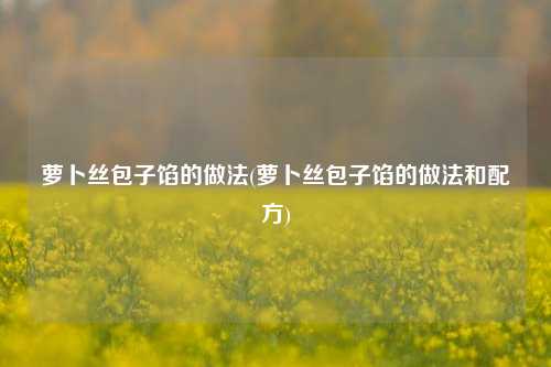 萝卜丝包子馅的做法(萝卜丝包子馅的做法和配方)