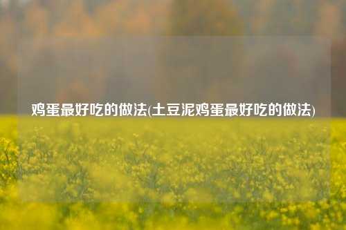 鸡蛋最好吃的做法(土豆泥鸡蛋最好吃的做法)
